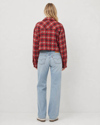 Women’s Plaid Double Pocket Cropped Shirt