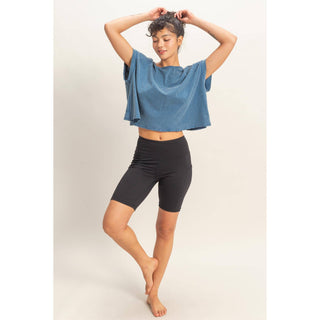 Acid Washed Cross Detail Open Back Top - Rise and Redemption