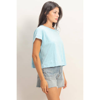 Acid Washed Cross Detail Open Back Top - Rise and Redemption