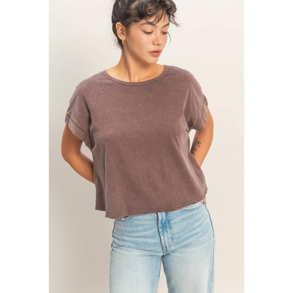 Acid Washed Cross Detail Open Back Top - Rise and Redemption