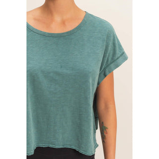 Acid Washed Cross Detail Open Back Top - Rise and Redemption