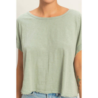 Acid Washed Cross Detail Open Back Top - Rise and Redemption