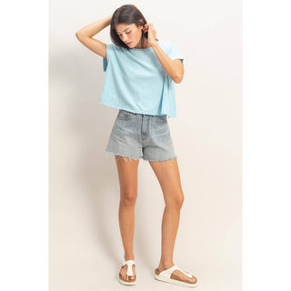 Acid Washed Cross Detail Open Back Top - Rise and Redemption