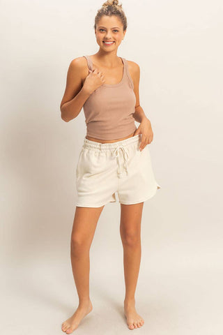 Acid Washed Elastic Waist Shorts - Rise and Redemption