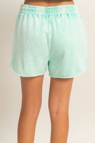 Acid Washed Elastic Waist Shorts - Rise and Redemption
