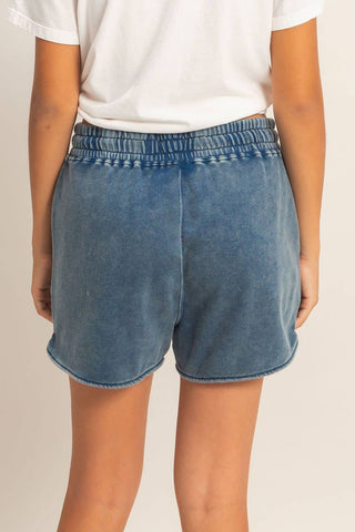 Acid Washed Elastic Waist Shorts - Rise and Redemption
