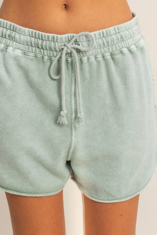 Acid Washed Elastic Waist Shorts - Rise and Redemption