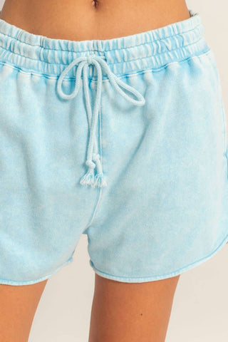 Acid Washed Elastic Waist Shorts - Rise and Redemption