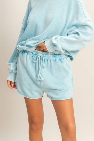 Acid Washed Elastic Waist Shorts - Rise and Redemption