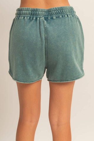 Acid Washed Elastic Waist Shorts - Rise and Redemption