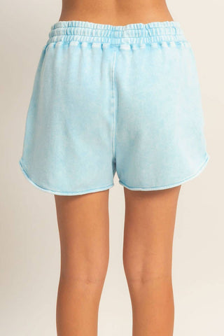 Acid Washed Elastic Waist Shorts - Rise and Redemption