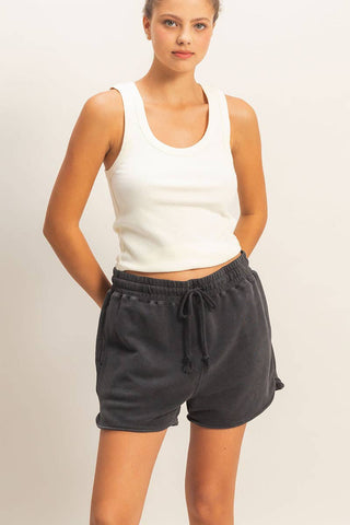 Acid Washed Elastic Waist Shorts - Rise and Redemption