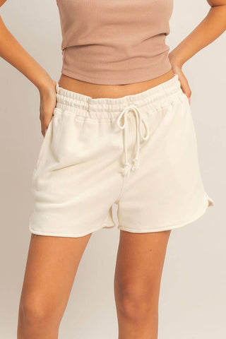 Acid Washed Elastic Waist Shorts - Rise and Redemption