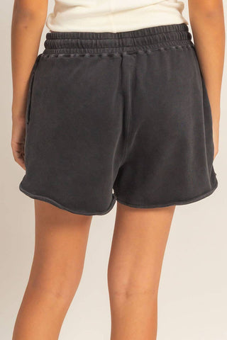 Acid Washed Elastic Waist Shorts - Rise and Redemption