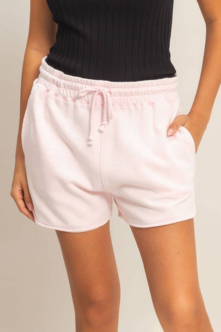 Acid Washed Elastic Waist Shorts - Rise and Redemption