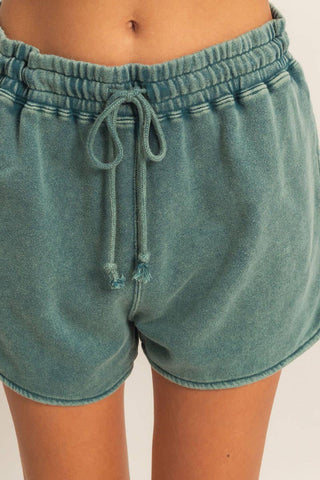 Acid Washed Elastic Waist Shorts - Rise and Redemption
