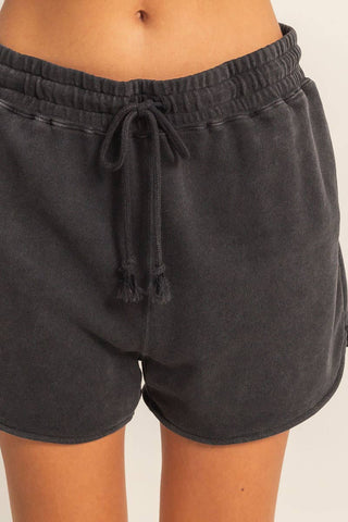 Acid Washed Elastic Waist Shorts - Rise and Redemption