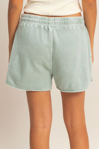 Acid Washed Elastic Waist Shorts - Rise and Redemption