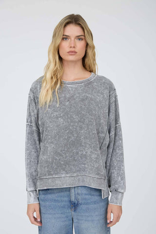 Acid Washed Grey Side Slit Knit - Rise and Redemption