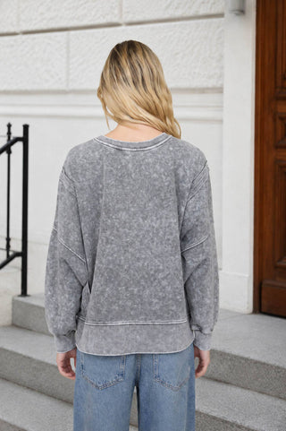 Acid Washed Grey Side Slit Knit - Rise and Redemption