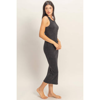 Acid Washed Ribbed Midi Tank Dress - Rise and Redemption