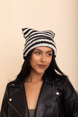 Adorable Cat Ear Crochet Beanie 🐱 – Cozy Winter & Fall Hat - Rise and Redemption