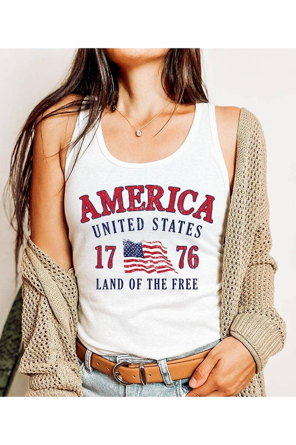 America 1776 Graphic Racerback Tank - Rise and Redemption