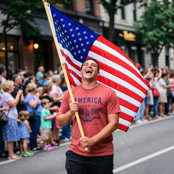 America Land Of The Free Home Of The Brave Men's T Shirt - Rise and Redemption
