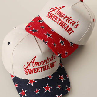 America's Sweetheart Embroidered Star Brim Trucker Hat - Rise and Redemption