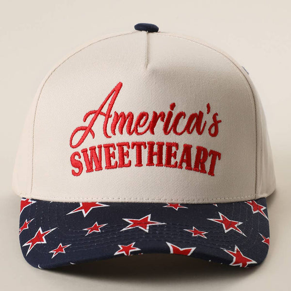 America's Sweetheart Embroidered Star Brim Trucker Hat - Rise and Redemption