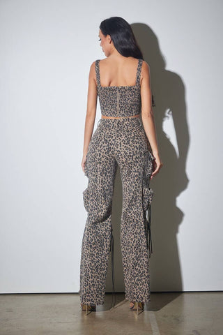 Animal Print Cargo Stretch Pants - Rise and Redemption