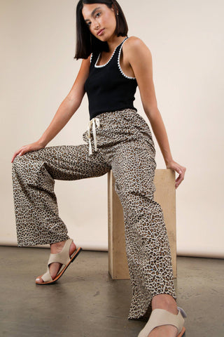 Animal Print Linen Wide Leg Pants - Rise and Redemption