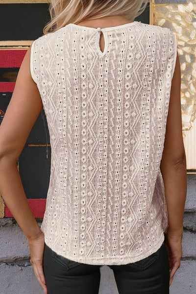 Apricot Guipure Lace Crochet Keyhole Back Tank Top - Rise and Redemption