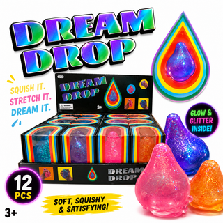 Assorted Colors Glitter Squishy Drop Toy in Display Box (3.5") MSND6 - Rise and Redemption