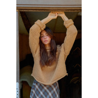 Rolled Collar Loose Knit Sweater