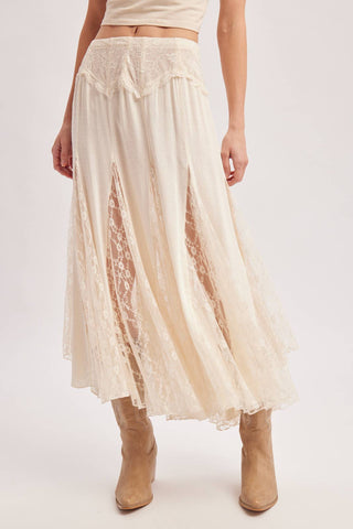 BOHO FLOWY LACE MAXI SKIRT WITH NO LINING - EASTER DAY