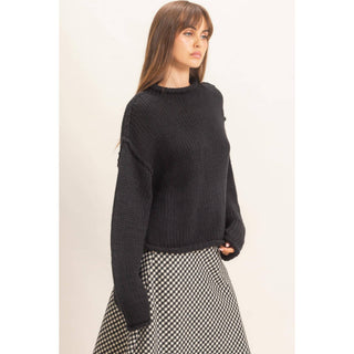Rolled Collar Loose Knit Sweater