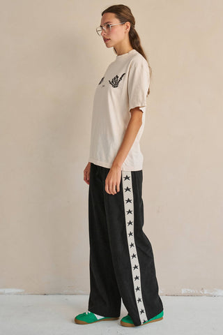 Star Striped Corduroy Wide Leg Pants