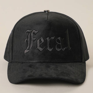 Feral Embroidered Faux Suede Baseball Cap
