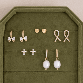 Baguette Cross Studs On Velvet Gift Tag - Rise and Redemption