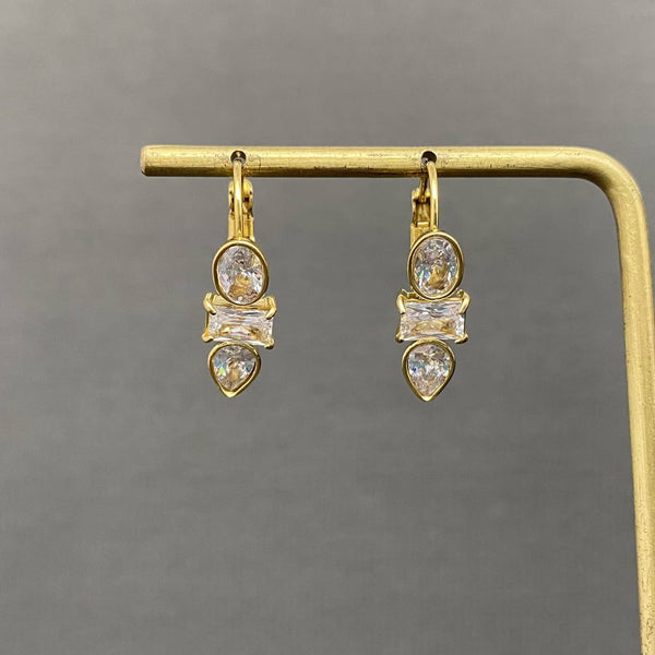 Three Geometric Zircons Earrings