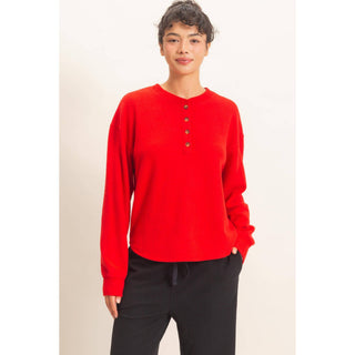 Brushed Waffle Henley Top