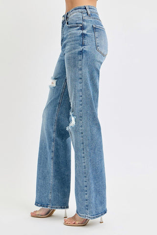 Becket High Rise Wide Leg Risen Denim - Rise and Redemption