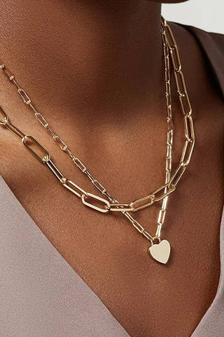 18K STAINLESS STEEL HEART LAYERED NECKLACE