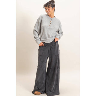 Bianca Brushed Waffle Henley Top - Rise and Redemption
