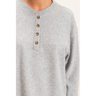 Bianca Brushed Waffle Henley Top - Rise and Redemption
