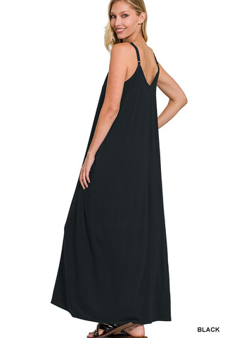 Black Jersey Maxi Dress with Pockets - Rise and Redemption