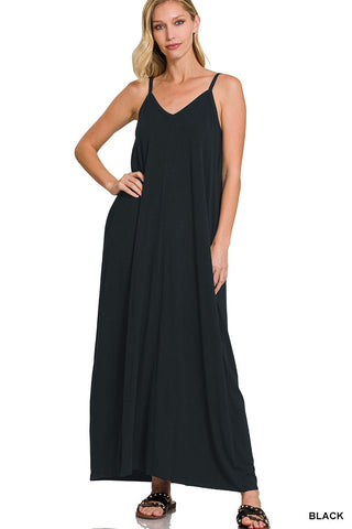 Black Jersey Maxi Dress with Pockets - Rise and Redemption
