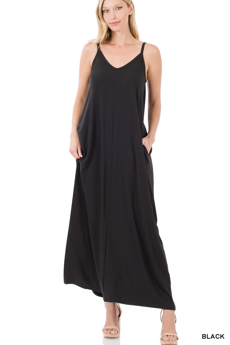 Black Jersey Maxi Dress with Pockets Rise and Redemption Black Jersey Maxi Dress with Pockets Rise and Redemption