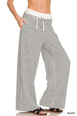 Black Pin Striped Dopamine Bottoms - Rise and Redemption